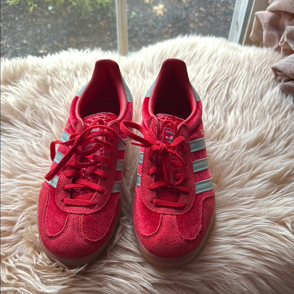 Adidas women’s Gazelle Indoor “Better Scarlett Gree” velvet sneakers